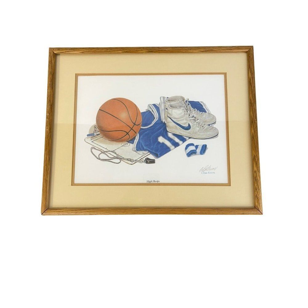 Limited Edition C Don Ensor High Hoops Signed Art Print Sneaker sports art 12x16